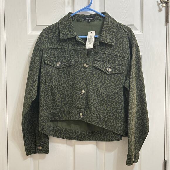 Lea & Viola Animal Women's Jacket Print Olive Green Size Medium - Picture 1 of 6